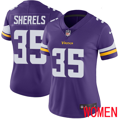 Minnesota Vikings #35 Limited Marcus Sherels Purple Nike NFL Home Women Jersey Vapor Untouchable->women nfl jersey->Women Jersey